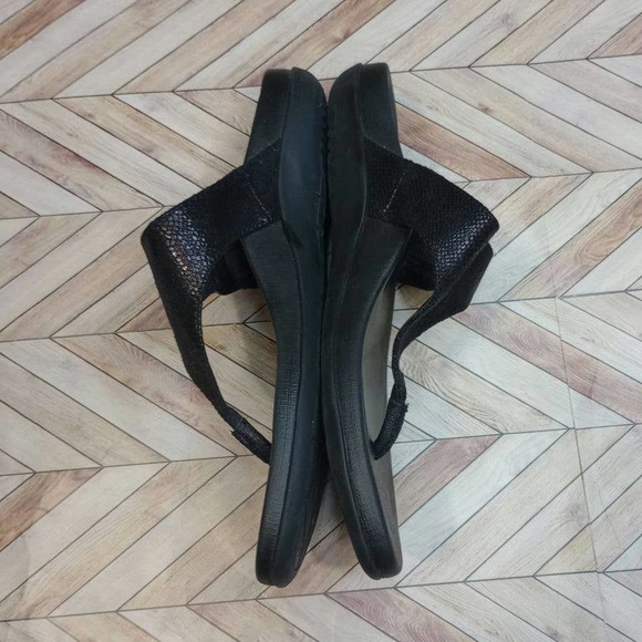 Aetrex Womens Rita Adjutable Leather Strap Slip On Sandals Black Size 7 US - Picture 8 of 8